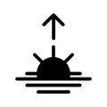 Sunrise vector icon. Black and white sun illustration. Solid linear ricing of sun, morning icon. Royalty Free Stock Photo