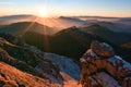 Sunrise from Velky Rozsutec in Mala Fatra mountains during late autumn