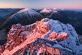 Sunrise on Velky Rozsutec mountain during late autumn in Mala Fatra