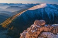 Sunrise on Velky Rozsutec mountain during late autumn in Mala Fatra