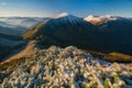 Sunrise on Velky Rozsutec mountain during late autumn in Mala Fatra