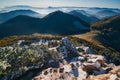 Sunrise on Velky Rozsutec mountain during late autumn in Mala Fatra