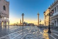 Sunrise at Venice, San Marco square in Venice, Italy. Royalty Free Stock Photo