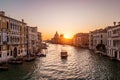 Sunrise in Venice. View from the Ponte dell Accademia to the Grand Canal Royalty Free Stock Photo