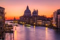 Sunrise in Venice. View from the Ponte dell Accademia to the Grand Canal Royalty Free Stock Photo