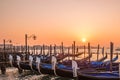 Sunrise in Venice. View of the Venetian lagoon from San Marco square Royalty Free Stock Photo