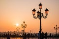 Sunrise in Venice. View of the Venetian lagoon from San Marco square Royalty Free Stock Photo