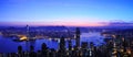 Sunrise of Victoria Harbour panoramic , Hong Kong