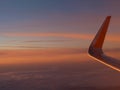 Sunrise view from the airplane window Royalty Free Stock Photo