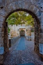 Sunrise view of the Amboise gate of Rhodes in Greece