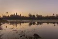 Sunrise view of ancient temple complex Angkor Wat and lake reflection, Siem Reap, Cambodia Royalty Free Stock Photo