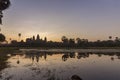 Sunrise view of ancient temple complex Angkor Wat and lake reflection, Siem Reap, Cambodia Royalty Free Stock Photo