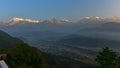 Sunrise view of Annapurna & Himalaya mountain ranges from Sarangkot, Nepal Royalty Free Stock Photo