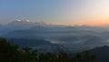 Sunrise view of Annapurna & Himalaya mountain ranges in Nepal Royalty Free Stock Photo