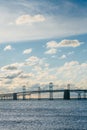 Sunrise view of the Chesapeake Bay Bridge from Sandy Point State Park, in Annapolis, Maryland Royalty Free Stock Photo