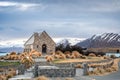 Sunrise view of the Church Of Good Shepherd in late winter Royalty Free Stock Photo