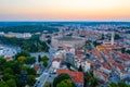 Sunrise view of cityscape of Pula with Roman amphitheatre and Saint anthony church, Croatia Royalty Free Stock Photo