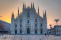 Sunrise view of Duomo cathedral in Milano, Italy Royalty Free Stock Photo