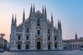 Sunrise view of Duomo cathedral in Milano, Italy Royalty Free Stock Photo