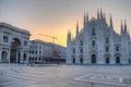 Sunrise view of Duomo cathedral in Milano, Italy