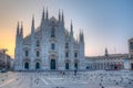 Sunrise view of Duomo cathedral in Milano, Italy