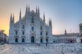 Sunrise view of Duomo cathedral in Milano, Italy Royalty Free Stock Photo