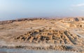 Sunrise view of the excavation of the ruins of the fortress of Masada, built in 25 BC by King Herod on top of one of the rocks of