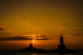 Sunrise view of the Vivekananda Rock Memorial and Thiruvalluvar Statue