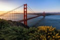 view of the Golden Gate Bridge and fog from Battery Spencer, Golden Gate National Recreation Area, in San Francisco, California, Royalty Free Stock Photo