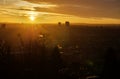 Sunrise view from height of Prague, Czech republic