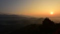 Sunrise view of Himalaya mountain ranges from Sarangkot, Nepal Royalty Free Stock Photo