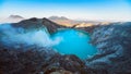 Sunrise view of Kawah Ijen volcano sulphur acidic lake