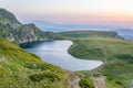 Sunrise view of the Kidney lake, one of the seven rila lakes in Bulgaria
