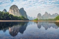 Sunrise view of Li River. Yangshuo. Guangxi Province