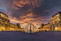 Sunrise view of the Louvre museum Royalty Free Stock Photo