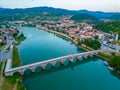 Sunrise view of Mehmed Pasa Sokolovic Bridge in Visegrad, Bosnia