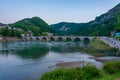 Sunrise view of Mehmed Pasa Sokolovic Bridge in Visegrad, Bosnia