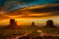 Sunrise view in the Monument valley. USA Royalty Free Stock Photo