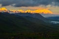 Sunrise View Of Mount Denali - Mt Mckinley Peak With Alpenglow During Golden Hour From Stony Dome Overlook. Denali