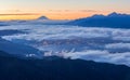 Sunrise view of Mountain Fuji and Suwa lake
