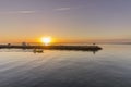 Sunrise view of Olhao Recreational Marina, waterfront to Ria Formosa natural park. Royalty Free Stock Photo