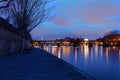 The sunrise view of Paris, Seine river, Arts bridge in the early morning .