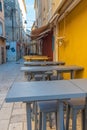 Sunrise view of a pedestrian street in the old town of Zadar, Croatia Royalty Free Stock Photo