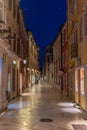 Sunrise view of a pedestrian street in the old town of Zadar, Croatia Royalty Free Stock Photo