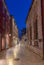 Sunrise view of a pedestrian street in the old town of Zadar, Croatia Royalty Free Stock Photo