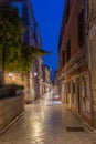 Sunrise view of a pedestrian street in the old town of Zadar, Croatia Royalty Free Stock Photo