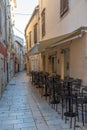 Sunrise view of a pedestrian street in the old town of Zadar, Croatia Royalty Free Stock Photo