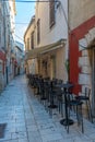 Sunrise view of a pedestrian street in the old town of Zadar, Croatia Royalty Free Stock Photo