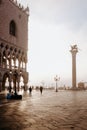 Sunrise view of piazza San Marco, Doge`s Palace Palazzo Ducale in Venice Royalty Free Stock Photo