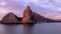 Sunrise view of pinnacle rock at isla bartolome in the galapagos Royalty Free Stock Photo
